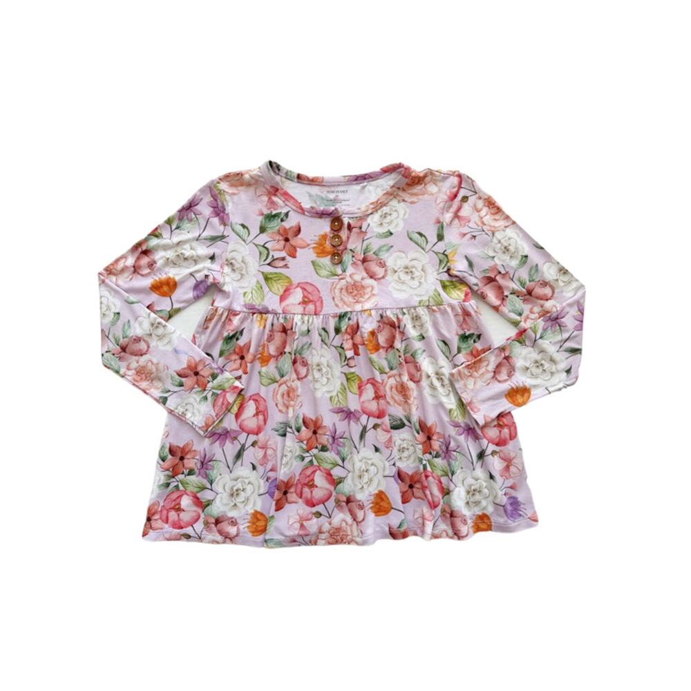 Posh Peanut Bamboo Lilac Floral Top Size 8y